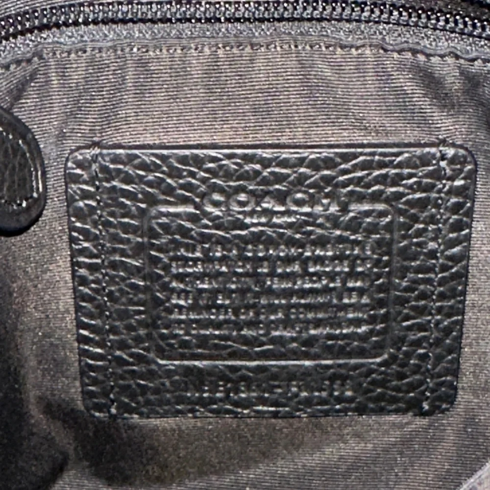Coach Black and Navy Plaid Textured Leather Messenger Bag